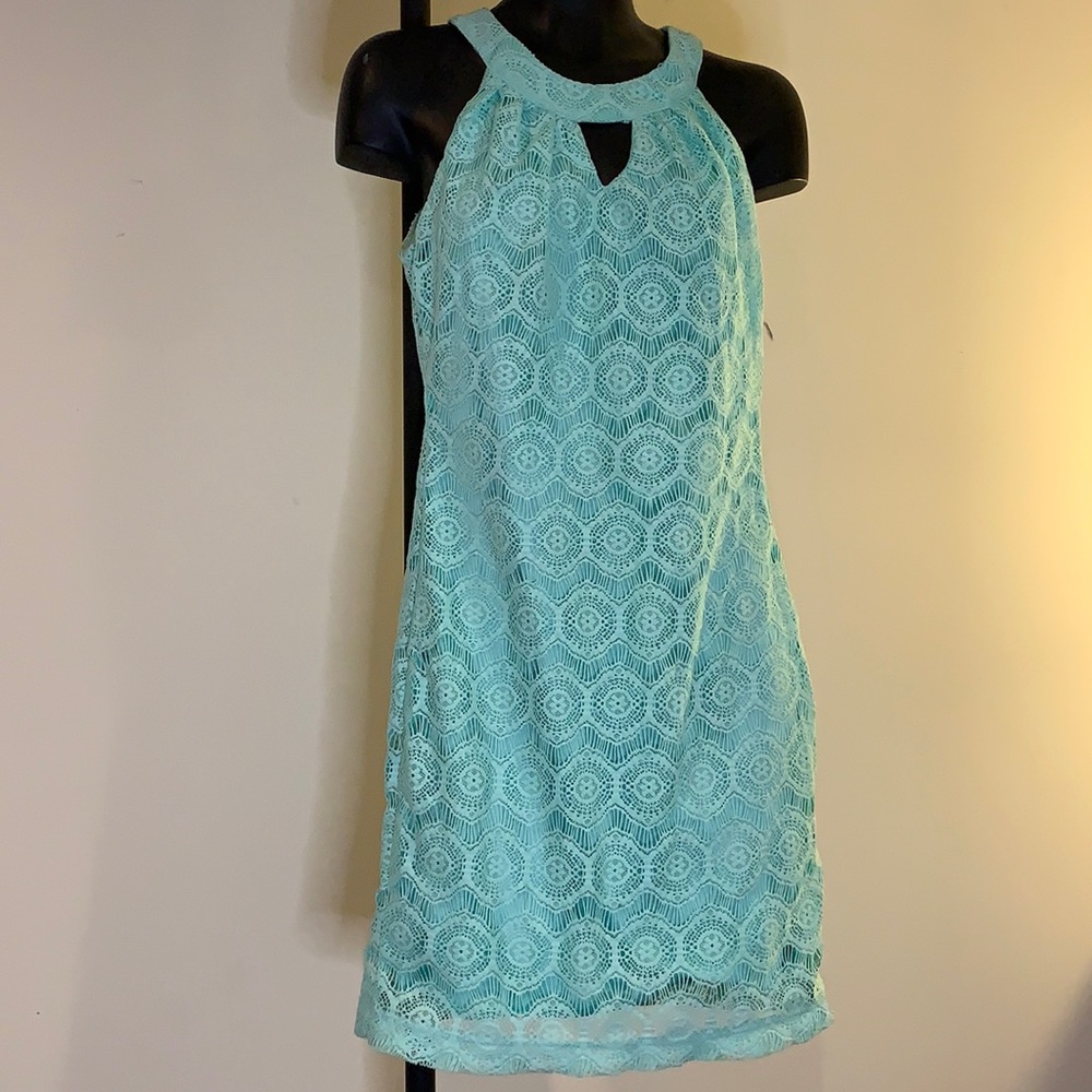 Women’s X-Small Maurices Sleeveless Keyhole Seafoam Lace Dress
